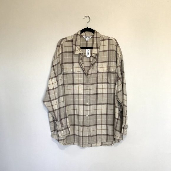 Old Navy Tops - Old Navy The Boyfriend Shirt Flannel Plaid Size XXL